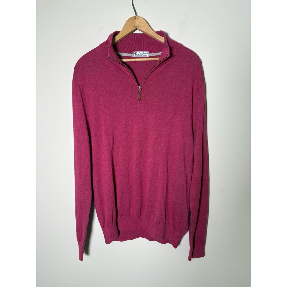 David Donahue Men XL 1/4 Zip Sweater Silk Cashmere Blend Magenta Pink Pullover